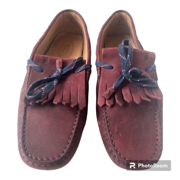 TOD'S Burgundy Leather Driving Loafers Shoes Made in Italy Men Size 9 US - Picture 13 of 15